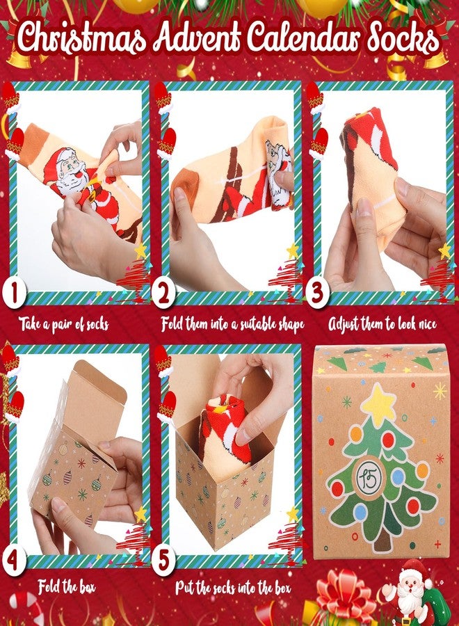Chicingyou Christmas Sock Advent Calendar 2025 for Adults Men Women, 24 Days of Christmas Advent Calendar 24 Pair Socks with Boxes, 24 Days Surprise Xmas Party Present Gifts(Cute Style) - Image 4
